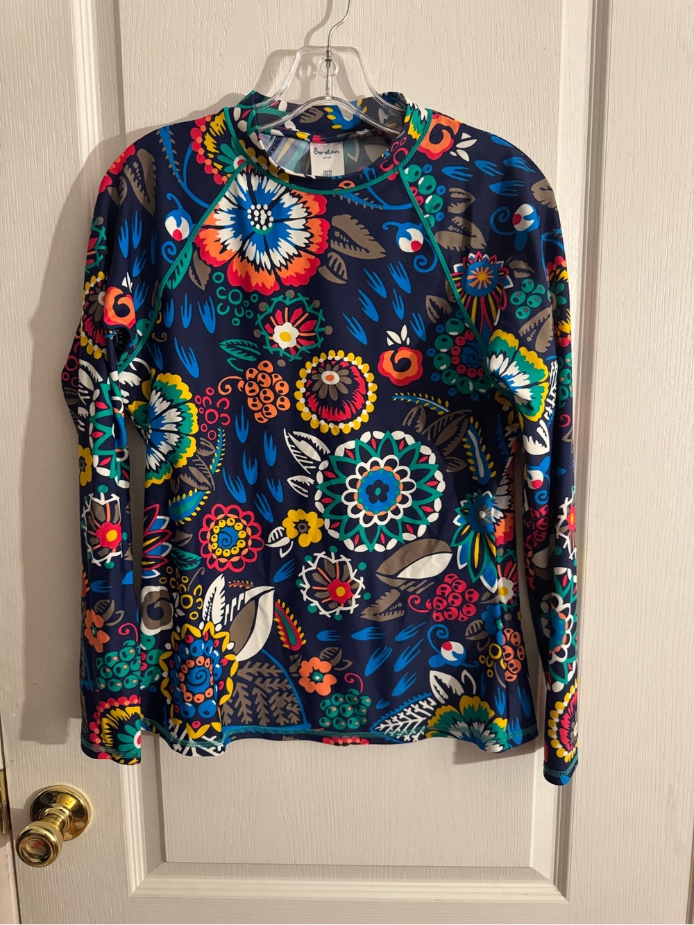 Boden Navy Multi Floral Long Sleeve swim Top